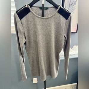 Ralph Lauren Gray and Black Long Sleeve Top